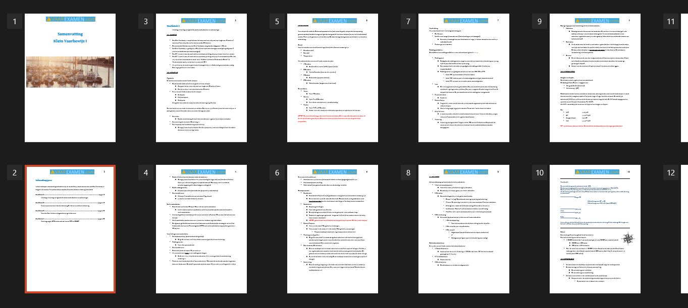 Samenvatting Klein Vaarbewijs 1 voorbeeld pagina